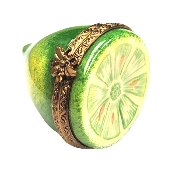 Half Lime Limoges Box Figurine Porcelain Limoges fruit vegetable French Trinket Box