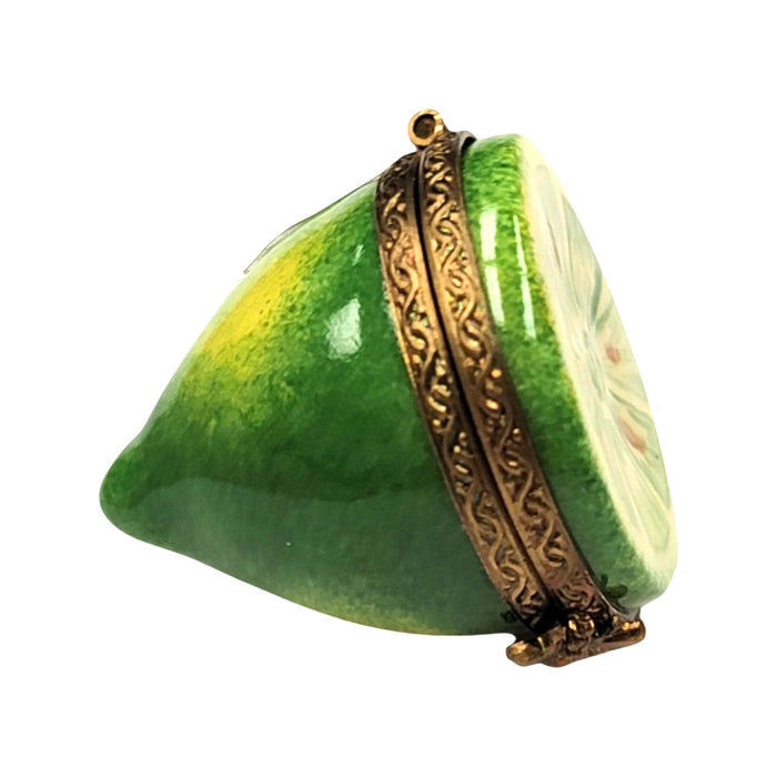 Half Lime Limoges Box Figurine Porcelain Limoges fruit vegetable French Trinket Box