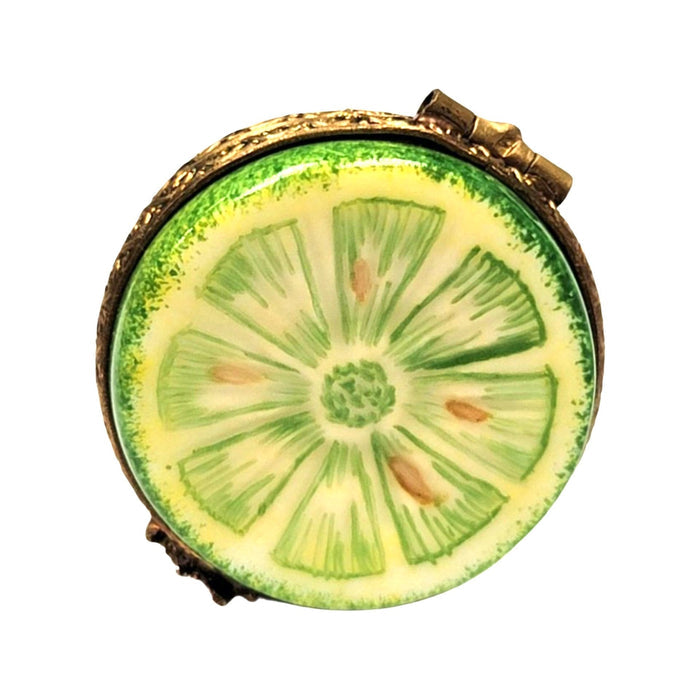 Half Lime Limoges Box Figurine Porcelain Limoges fruit vegetable French Trinket Box