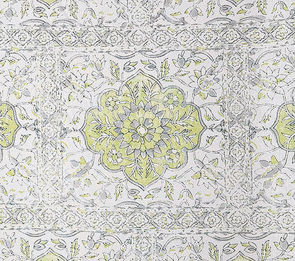 Home Couture Fabric: Alhambra - Soft Green / Gray on Ivory 100% Linen