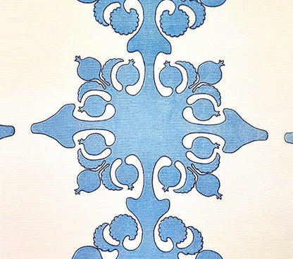 Home Couture Fabric: Argentine - Custom Medium Blue / Navy on White Belgian Linen / Cotton