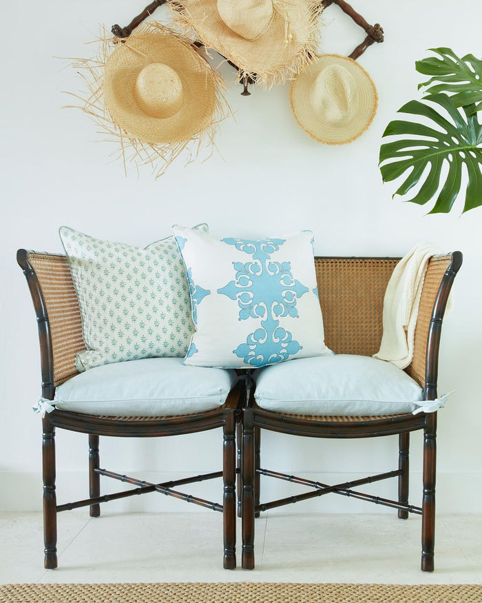 Home Couture Fabric: Argentine - Custom Medium Blue / Navy on White Belgian Linen / Cotton