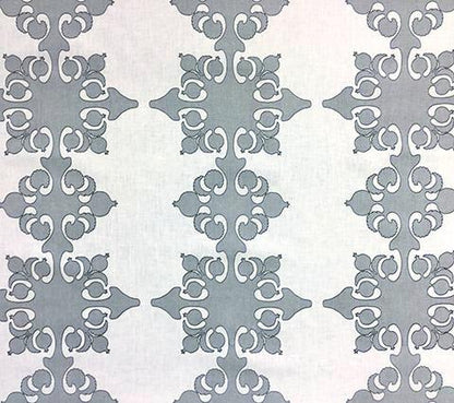 Home Couture Fabric: Argentine - Custom Silver / Charcoal on White 100% Belgian Linen