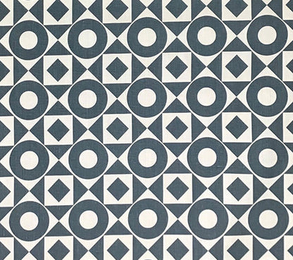Home Couture Fabric: Circles & Squares Reverse - Charcoal on Tan 100% Linen (washed and framed)