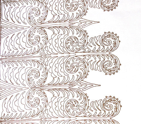 Home Couture Fabric: Gypsy Dance Left Print - Custom Iced Coffee on Off White 100% Washed Linen