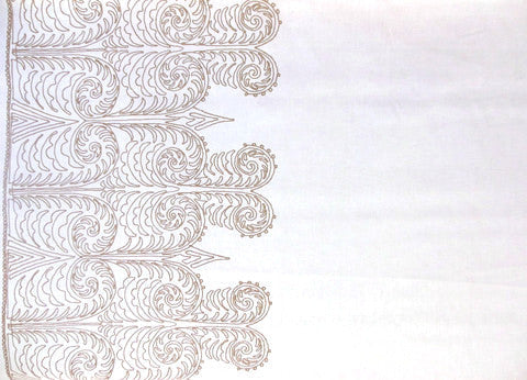 Home Couture Fabric: Gypsy Dance Left Print - Custom Iced Coffee on Off White 100% Washed Linen