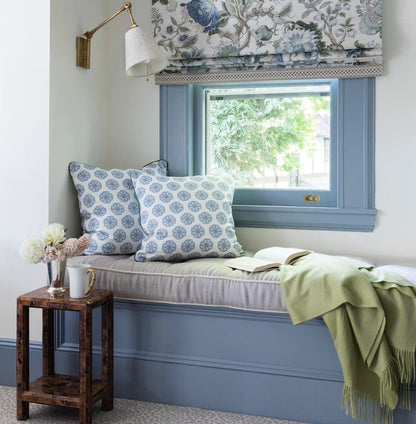 Home Couture Fabric: Jeanne Petite Fleur - Custom Navy on White 100% Belgian Linen