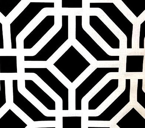 Home Couture Fabric: Labyrinth - Custom Black on White 100% Linen