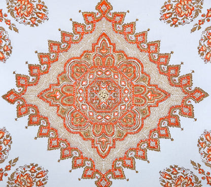 Home Couture Fabric: Persepolis - Custom Melon / Camel on White Suncloth (OUTDOOR)