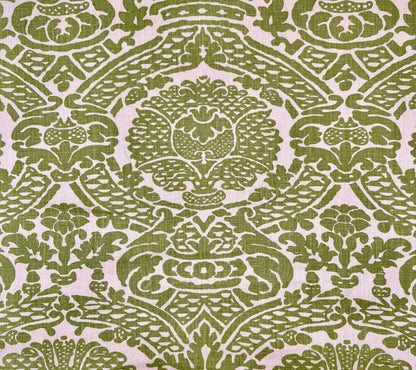 Home Couture Fabric: Principessa - Custom Apple Green on Tan 100% Linen