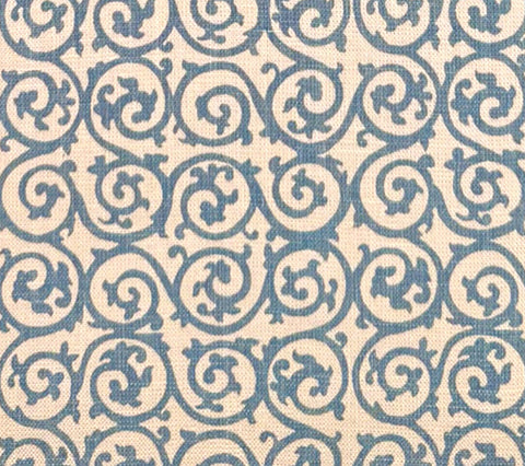 Home Couture Fabric: Scroll - Custom Vapor on Tan 100% Linen
