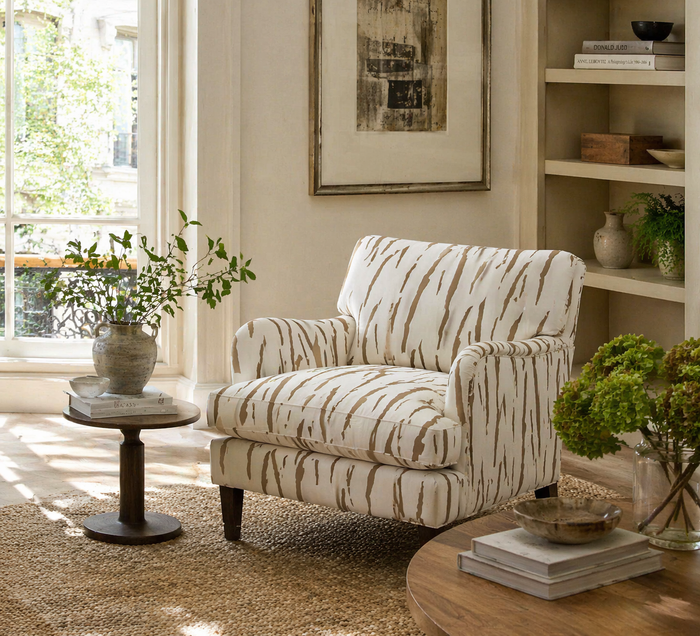 Home Couture Fabric: Zen Print - Custom Brown on White Belgian Linen / Cotton