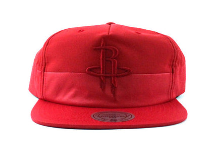 Houston Rockets Mitchell & Ness Nylon Snapback Hat (Red On Red)