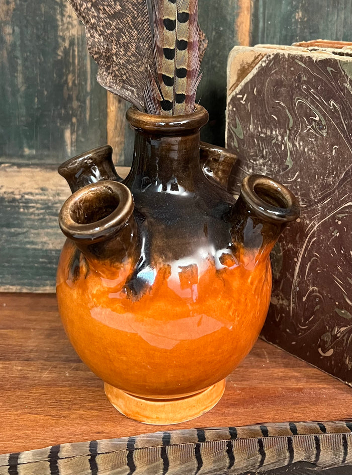SE-161 Redware Two Tone Florero Vase