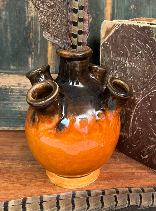 SE-161 Redware Two Tone Florero Vase