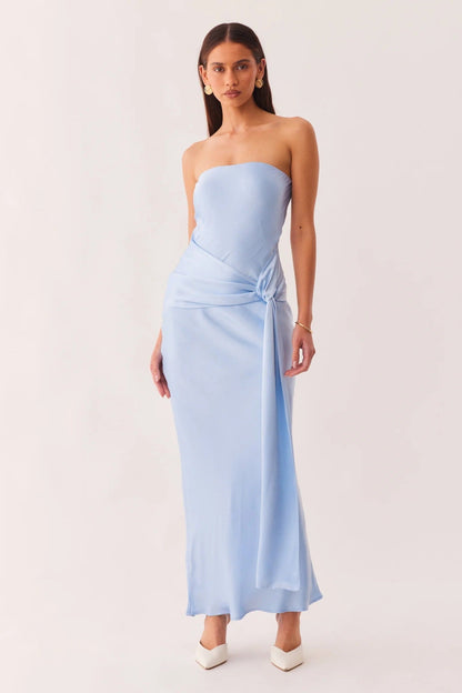 Angie Front Tie Maxi Dress - Baby Blue
