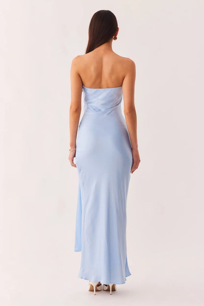 Angie Front Tie Maxi Dress - Baby Blue