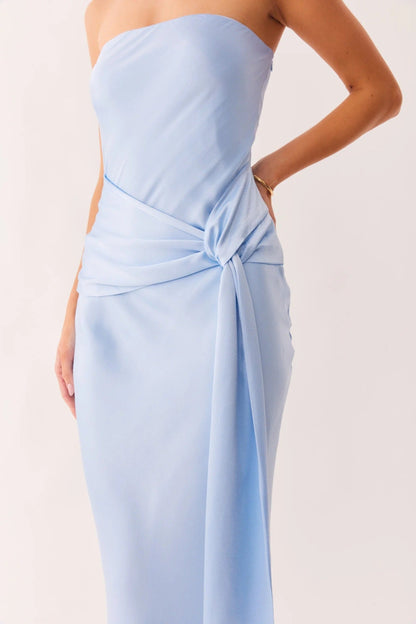 Angie Front Tie Maxi Dress - Baby Blue
