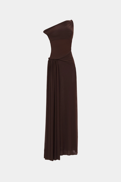 Misha Sisal Mesh Maxi Dress - Espresso