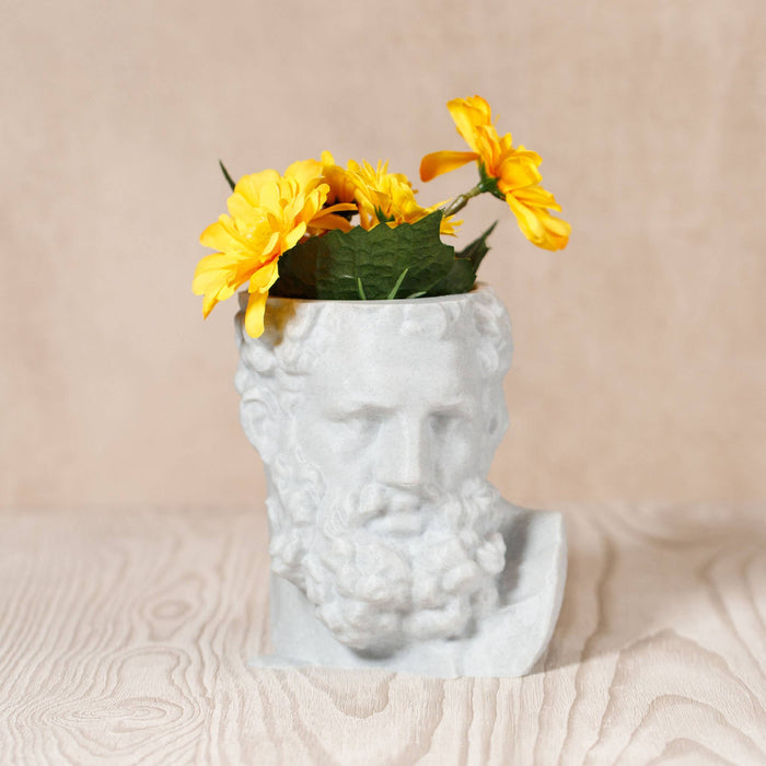 Ingadi - Greek Head Planter - Stone/Marble Effect