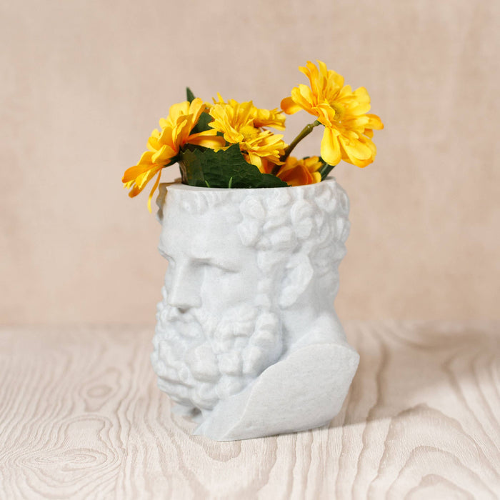Ingadi - Greek Head Planter - Stone/Marble Effect