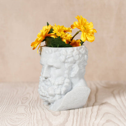 Ingadi - Greek Head Planter - Stone/Marble Effect