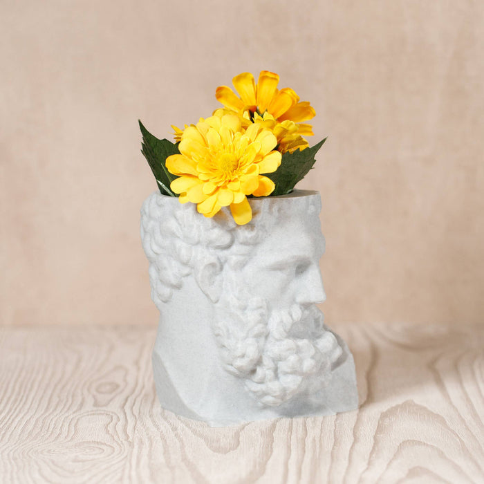 Ingadi - Greek Head Planter - Stone/Marble Effect