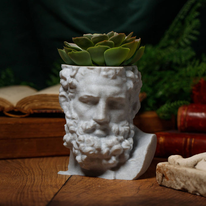 Ingadi - Greek Head Planter - Stone/Marble Effect
