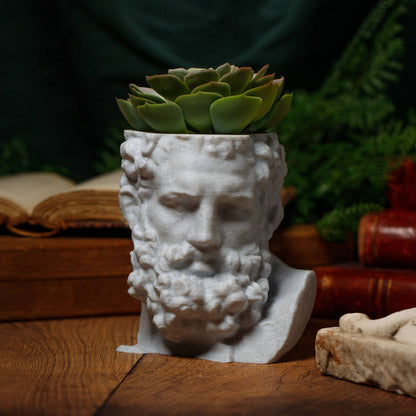 Ingadi - Greek Head Planter - Stone/Marble Effect