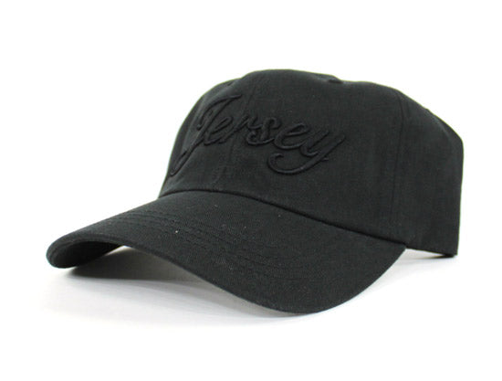 Jersey Script Dad Hat (Black on Black)