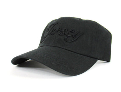 Jersey Script Dad Hat (Black on Black)