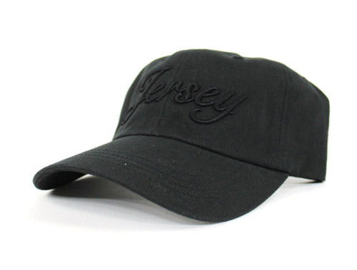 Jersey Script Dad Hat (Black on Black)