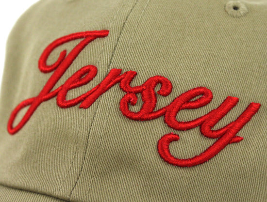 Jersey Script Dad Hat (Khaki Red)