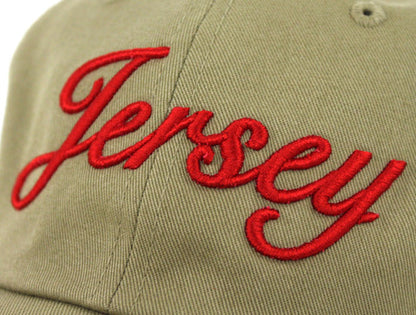 Jersey Script Dad Hat (Khaki Red)