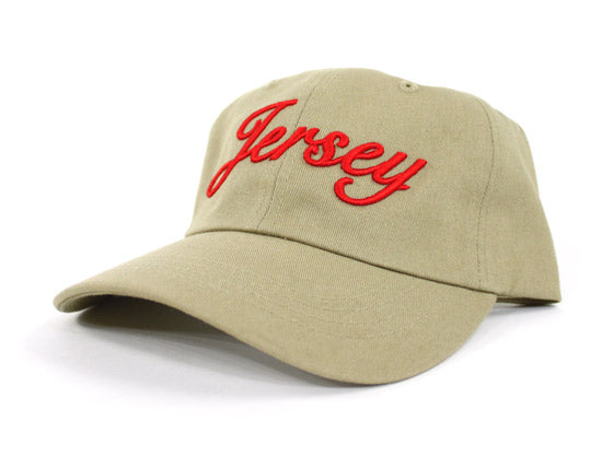Jersey Script Dad Hat (Khaki Red)
