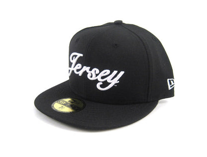 Jersey Script New Era 5950 Fitted Hats (BLACK WHITE)