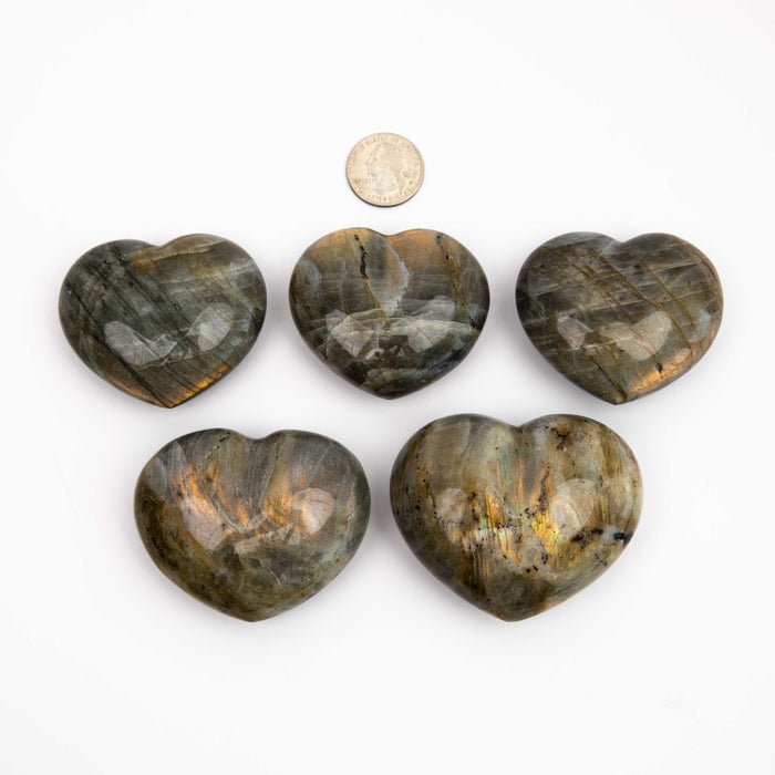 Labradorite, Orange Flash - Hearts