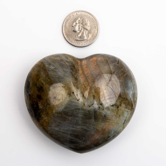 Labradorite, Orange/Pink Flash - Heart