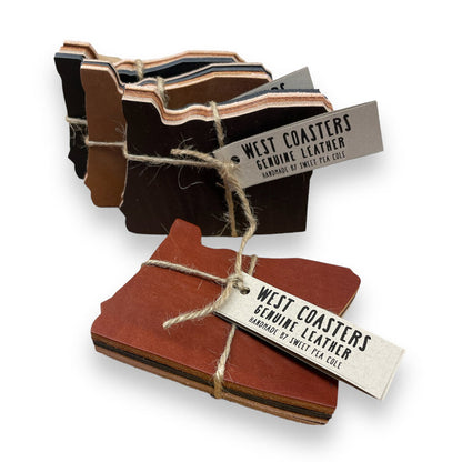 Leather West Coasters (Oregon) Drink Coaster Set