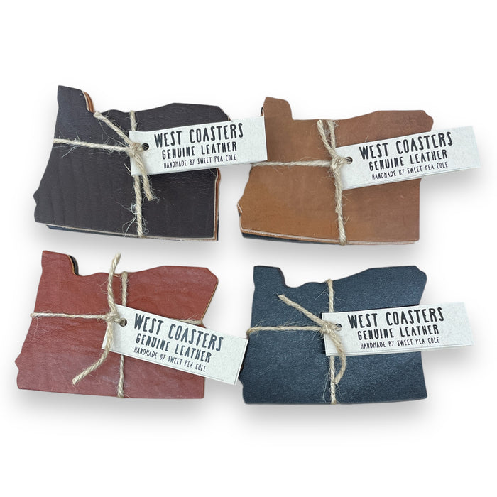 Leather West Coasters (Oregon) Drink Coaster Set