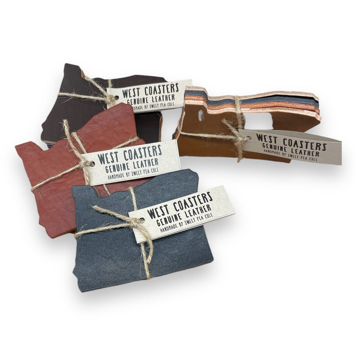 Leather West Coasters (Oregon) Drink Coaster Set