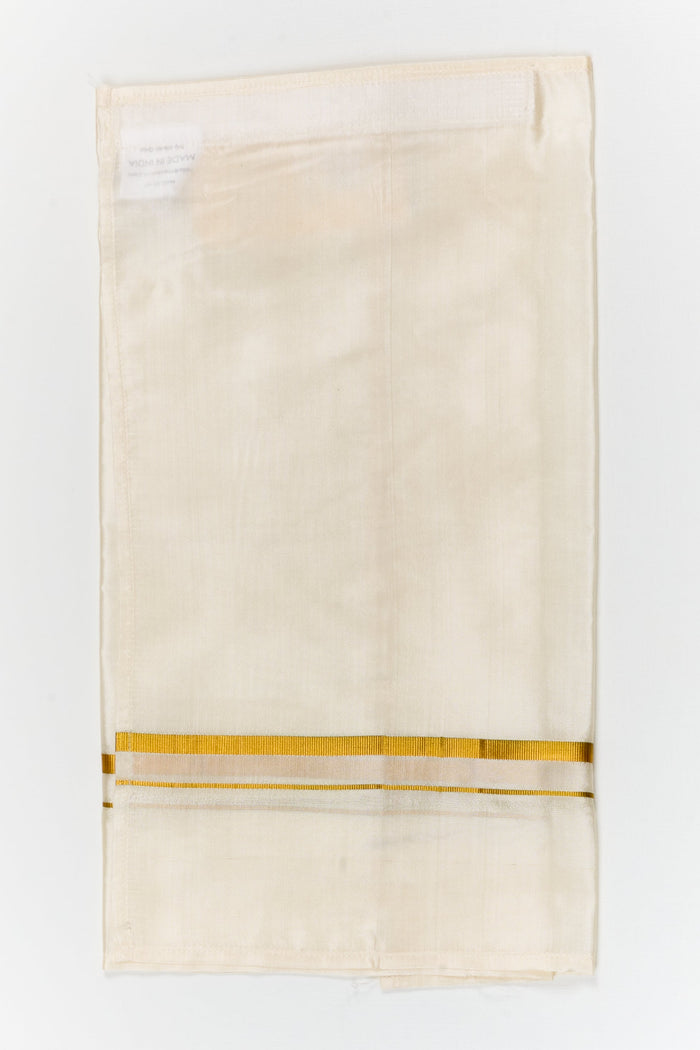 The Nesavu Pure Silk Vesti Lightweight Silk Dhoti for Kids for Festive and School Functions Nesavu 14 (6M) / White / Pure Silk D086D-14 Nesavu lightweight silk dhoti for kids – easy traditional outfit for school events and cultural programs