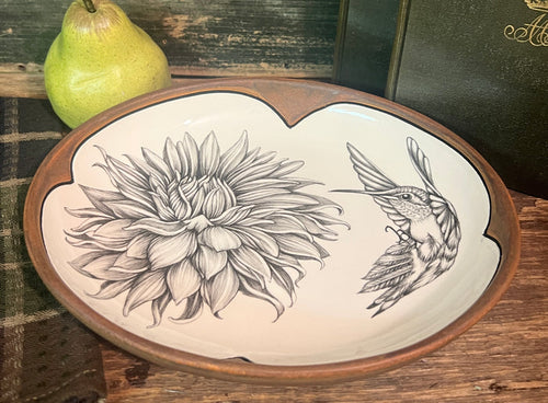 LZ-S2 Small Oval Serving Dish - Hummingbird