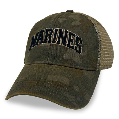 Marines Arch Old Favorite Trucker Hat (Green Field Camo)