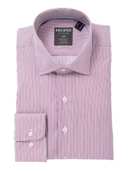 Proper Shirtings SHIRTS 24 / 38/39 Mens 100% Cotton Red Striped Spread Collar Regular Fit Dress Shirt