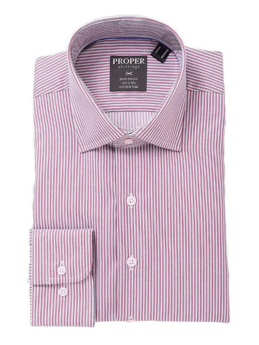 Proper Shirtings SHIRTS 24 / 38/39 Mens 100% Cotton Red Striped Spread Collar Regular Fit Dress Shirt
