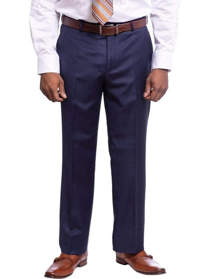 Label M TWO PIECE SUITS Mens Classic Fit Solid Navy Blue Double Breasted Wool Suit Peak Lapels