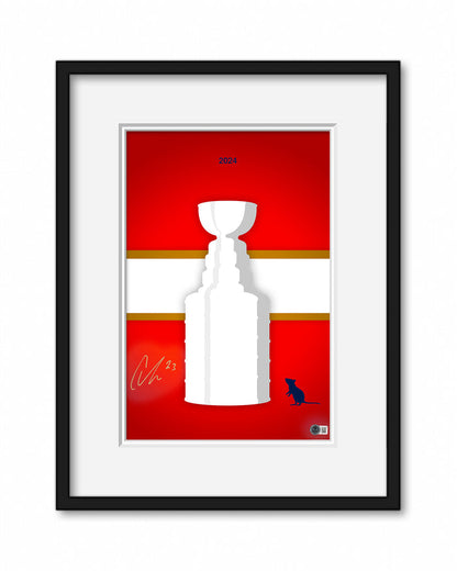 Minimalist 2024 Stanley Cup Florida Panthers Print - Carter Verhaeghe Autographed  - Authenticated
