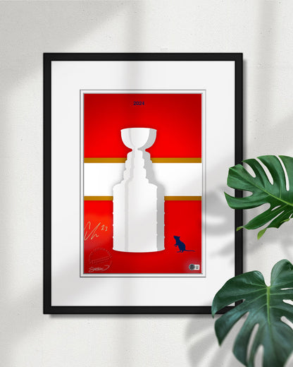 Minimalist 2024 Stanley Cup Florida Panthers Print - Carter Verhaeghe Autographed  - Authenticated