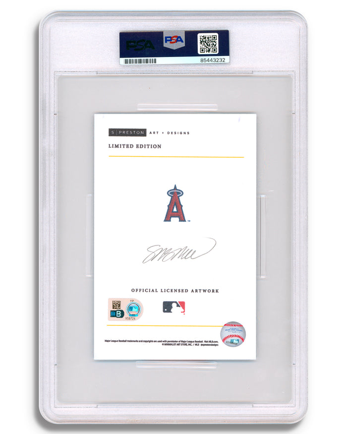 Minimalist Angel Stadium - David Eckstein Autographed - Art Slab - PSA Gem Mint 10